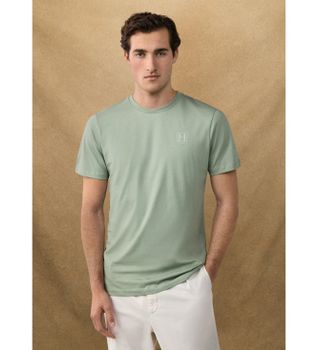Hackett London para hombre. HM5000077 Camiseta Heritage H verde (S), Casual, Algodón, Manga corta