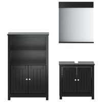 juego de muebles de bano berg 3 pzas madera maciza pino negro vidaxl