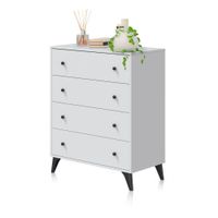 comoda de 4 cajones en formato vertical 775x95 cm blanco negro