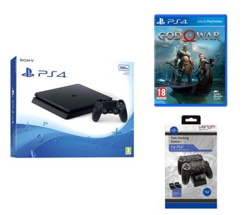 PlayStation 4 Slim, God Of War & Docking Station Bundle, Red