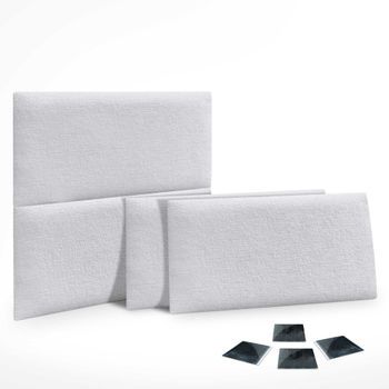 Dhome Juego De 4 Paneles Tapizados De Lana Ecológica Pack Autoadhesivos Para Pared Acústicos Absorbentes Protección (blanco, 60x50cm, X4)