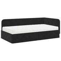 cama individual  cama para adulto  estructura de cama en esquina negro 90 x 200 cm terciopelo