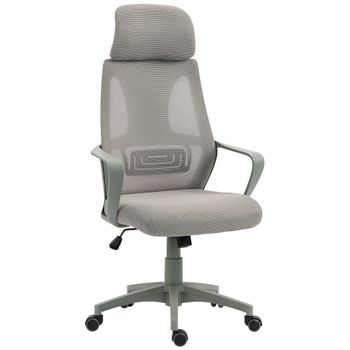 Vinsetto Silla de Oficina con Función Basculante Altura Regulable Reposacabezas y Soporte Lumbar Gris   Aosom España
