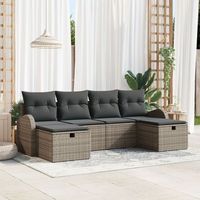 juego de sofas de jardin de 6 piezas  con cojines en ratan gris v3210 unico  gris