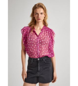 Pepe Jeans para mujer. PL304798 Blusa Marley rosa (S), Casual, Poliéster, Sin mangas / Tirantes