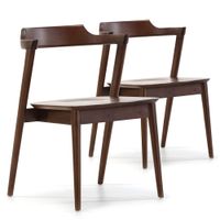 pack 2 sillas color nogal madera maciza 58 x 575 x 76 cm