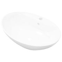 lavabo de ceramica ovalado con orificio de grifo y rebosadero vidaxl