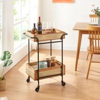 carro de servicio tervola con 2 cestas metalbambu 81x61x39cm - negronatural encasa