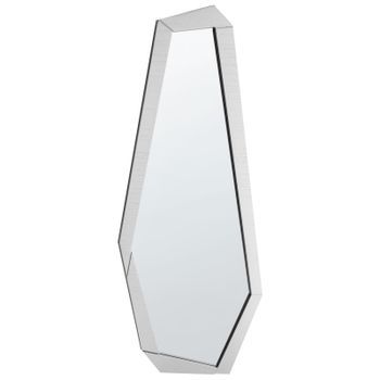 Espejo De Pared Irregular Con Marco De Madera Moderno Plateado 44 X 104 Cm Chanu