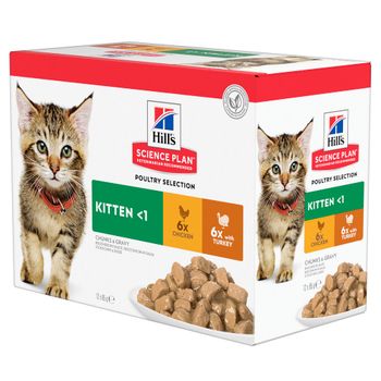 Hill's Science Plan 48 x 85 g en bolsitas para gatos - Pack Ahorro - Kitten Selección de aves
