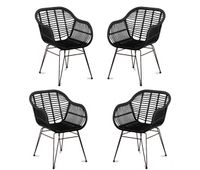 pack de 4 sillas de comedor de ratan - midi