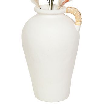Florero Terracota Blanco Asa Cuerda