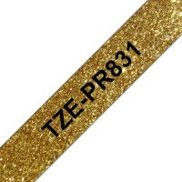 cinta laminada brother tze-pr831 negro en oro 12 cm x 8 m