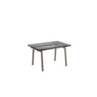 tommy - mesa extensible 140200 x 80 cm en cristal templado gris tortola