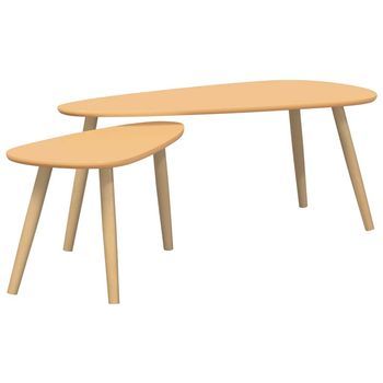 Set De 2 Mesas De Centro - Mesas De Café Madera Maciza De Pino Marrón