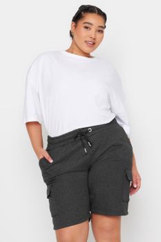 Yours Joggers Gris Oscuro Cortos Cargo , Mujer Curvy Y Tallas Grandes, Yours