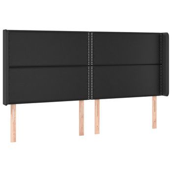 Cabecero Cama Mueble De Dormitorio Con Led Cuero Sintético 163 X 16 X 118/128 Cm Negro M02_0000334