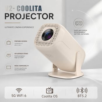 Proyector Mini LED V2 Nativo 4K, WiFi de Doble Banda, BT 500 Plus, Canales en Vivo, 80 Regiones, Bajo Ruido, Equipo de Cine en Casa Inteligente