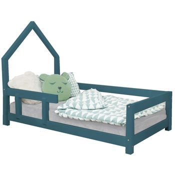 Cama Cabaña Infantil 140 X 200 Verde Petróleo 2
