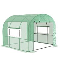 outsunny invernadero de jardin tunel invernadero 6m pe alta densidad 135 gm con 2 puertas con cremallera 300 x 300 x 200 cm verde