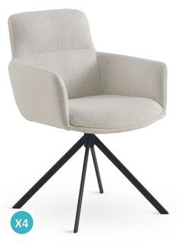 Pack 4 sillones tapizados tweed blanco moteado
