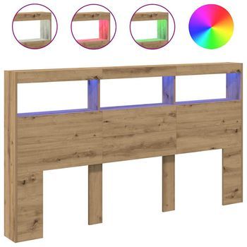 Cabecero De Cama Con Led Roble Artesanal 180x17x102 Cm Vidaxl