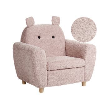 Sillón Infantil Tapizado Bouclé Con Reposabrazos Para Niños Rosa Claro Maribo