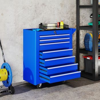 Carro De Herramientas Con 7 Cajones De Acero Durhand 69x33x75 Cm-azul