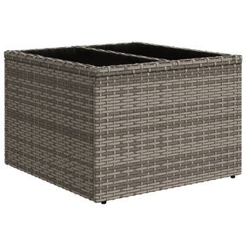 Mesa De Jardín，mesa Para Exteriores，mesa De Patio Superficie De Cristal Ratán Pe Gris 55x55x37 Cm