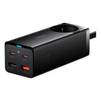 cargador baseus gan3 pro pszm000901 65w 2x usb-c 2x usb-a toma ac proteccion avanzada negro