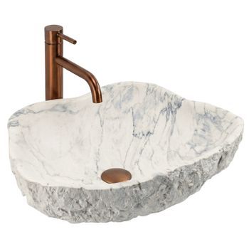 Lavabo Sobre Encimera Rea Isla Marlo Asimétrico, Beige 49 X 37 X 14 Cm