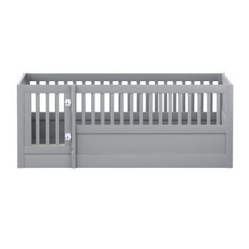 Cama Infantil De Madera 140x200cm Con Una Puerta Sin Somier Gris