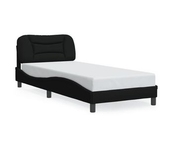 Estructura de cama individual para adultos con led tela negro 90x190 cm
