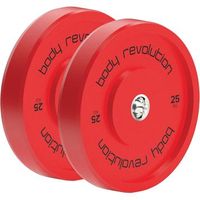 juego de 2 discos bumper olimpicos de 25kg body revolution r rojo
