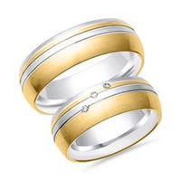 alianzas 8 quilates oro amarillo-blanco 3 diamantes