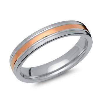 Anillo de acero inoxidable parcialmente dorado rosado 4,4mm