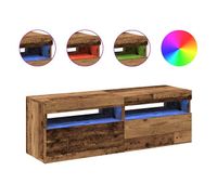 muebles de tv - mesas de tv con luces led 2 uds madera ingenieria envejecida