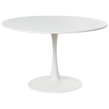 Mesa De Comedor Redonda Minimalista Con Tablero De Mdf Blanco De Ø 120 Cm Y Base De Metal Boca