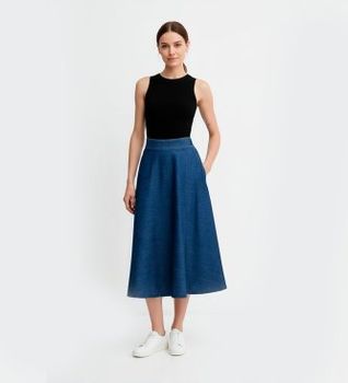 Marella para mujer. 2523106014200 Falda Figura azul (42), Casual, Denim