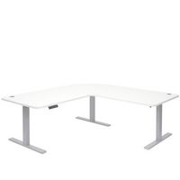 escritorio de esquina mesa para ordenador regulable electricamente en altura 178 x 178 cm hdf color blanco patas de acero gris 040006022