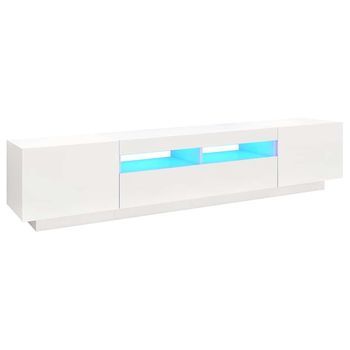 Mueble Tv | Mueble De Salón | Mesa De Tv Con Luces Led Blanco 200x35x40 Cm