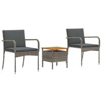 juego bistro de jardin con cojin 3 piezas  mueble de jardin gris ratan sintetico