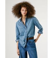 pepe jeans para mujer pl3051203v3 blusa regular azul s casual algodon manga larga