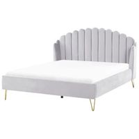 cama con somier de terciopelo gris claro dorado 180 x 200 cm cabecero ambillou
