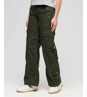 superdry para mujer w7010914a pantalon cargo de pernera ancha y talle bajo verde 26 casual algodon