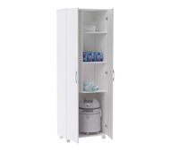 armario auxiliar alto multiusos con ruedas y 2p color blanco 72x183 cm