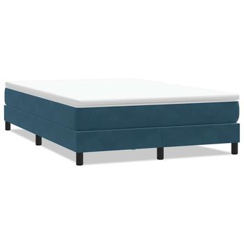 Cama Box Spring Sin Colchón Terciopelo Azul Oscuro 140x210 Cm Vidaxl