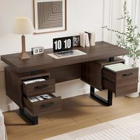 escritorio - mueble de oficina - mdf y metal - marron y negro 135x54x76cm