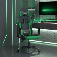 silla gaming  silla de oficina  silla gamer ergonomica de masaje cuero sintetico negro y verde cfw790433