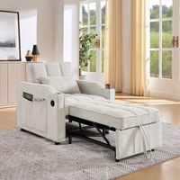 sofa convertible - sistema deslizante y usb - 1 plaza - tela y madera - beige 190x85x86cm